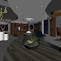 Modern Elegant Clothing Store Interior Featuring Display Area Sofa Bookshelf Chandeliers And Wooden Floors