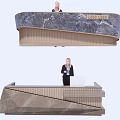 Elegant Modern Reception Desk With Marble Counter And Wooden Panels