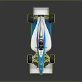 Blue And White Race Car With Number 13 Rear Wing Red Helmet And ECO Logo