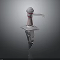 Dagger With Pink White Handle Red Stripe Decorative White Top And Silver Metal Blade