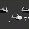 Modern White VR Headsets With Electronic Accessories For Virtual Reality 3d model