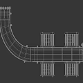 Industrial Curved Conveyor Belt System With Metal Frames And Loading Platforms