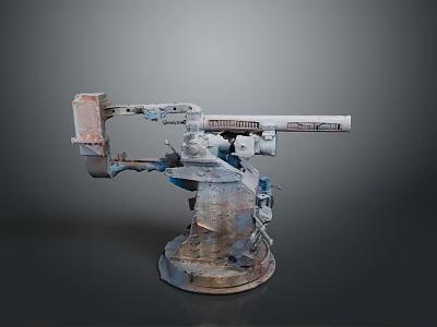 Scenic Landscape With Rusty Industrial Machine On Gray Background View 3d model