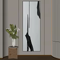 Modern Minimalist Interior With Decorative Painting Vase And Green Plants