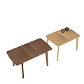 Minimalist Light Wood Dining Table With Dark Brown Stool And Simple Design 3d model