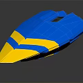 Blue and Yellow Modern Streamlined Water Vehicle with Sleek Speedboat Aerodynamic Design