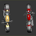 Two Modern Motorcycles Design With Yellow And Red Frames And Stylish Seats
