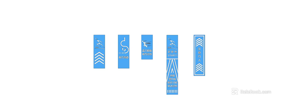 Other Blue Directional Signs With Symbols Arrows And Text Indicators 3d model 