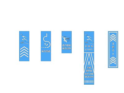 Other Blue Directional Signs With Symbols Arrows And Text Indicators 3d model