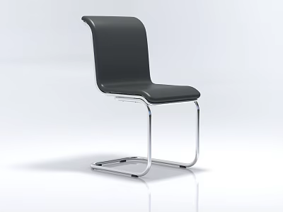 Modern Black Leather Single Chair With Sleek Chrome Metal Frame Design 3d model