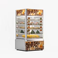 Crab Roe Buns Display Case With Glass Shelves And Chinese Character Labels