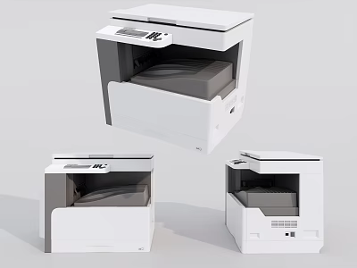 Efficient Modern Multifunction Office Printers With White Design And Multiple Angles 3d model