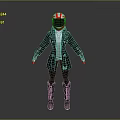 Motorcycle Rider Dressed in Red and White Helmet Black Jacket and Boots Outfit