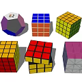 Colorful Rubik's Cubes Collection With Different Shapes And Color Patterns