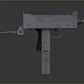 Vintage Submachine Gun With Metallic Body Classic Design Detachable Magazine Trigger Guard Folding Stock
