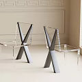Modern Transparent Dining Chairs Featuring Cross Back Design And Clear Acrylic In Beige Minimalist Interior
