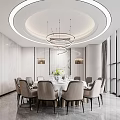 Luxurious Private Dining Booth With Round Table Chairs Chandelier And Large Windows 3d model