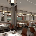 Elegant Modern Restaurant Interior Design With Round Decor And Marble Reception Area 3d model