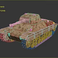 Military Vehicle Tank 3D Model With Camouflage Pattern Turret Cannon And Tracks