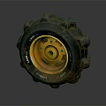 LAMPS Off Road Tire With Orange Rim Tread Pattern And Bolts