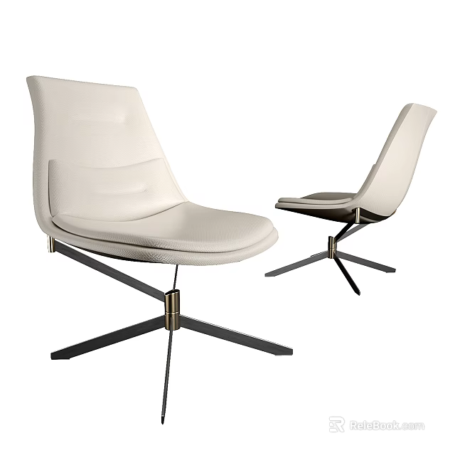 Modern White Single Sofa With Sleek Design And Metal Cross Base 3d model