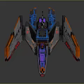 Futuristic Spacecraft With Blue Gray And Orange Red Details For Cosmic Exploration Mission