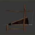 Traditional Wooden Equipment With Inclined Board Lever Handle And Support Frame