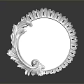 Silver Round Decorative Tray with Leaf Wave Ornate Edge for Home Living