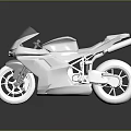 White Motorcycle 3D Model with Sleek Design and Transparent Windshield on Dark Background with Reflection 3d model