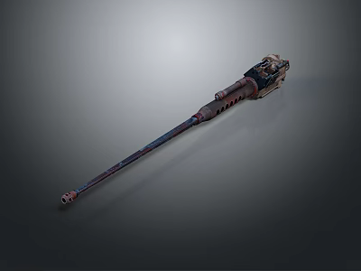 Ornate Long Weapon Like Object With Complex Texture On Gray Gradient Background 3d model