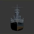 Vintage Warship 3D Model With Turrets Detailed Deck And Hull Design