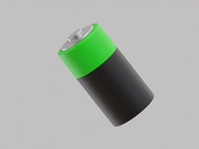 Green And Black Cylindrical Battery With Silver Top Design And Structure 3d model