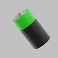 Green And Black Cylindrical Battery With Silver Top Design And Structure