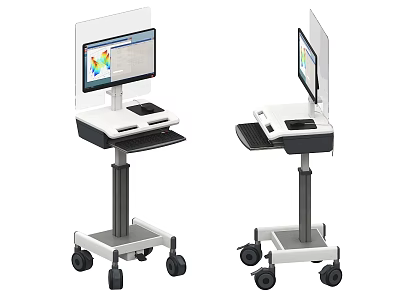 Medical Cart with Display Screen and Mobile Workstation on Wheels 3d model