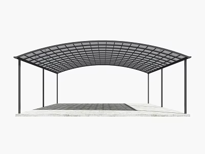 Curved Top Black Frame Canopy with Brick Paved Floor for Outdoor Spaces 3d model