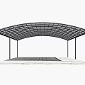 Curved Top Black Frame Canopy with Brick Paved Floor for Outdoor Spaces