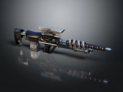 Futuristic Weapon Featuring Mechanical Components Metallic Surface and Advanced Structural Design 3d model