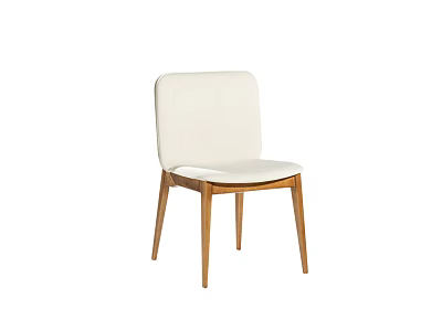 Modern Dining Chair With White Upholstered Seat And Wooden Legs Design 3d model