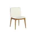 Modern Dining Chair With White Upholstered Seat And Wooden Legs Design