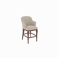 Elegant Single Chair With Tufted Beige Fabric Backrest Armrests And Wooden Legs