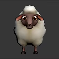 Cute Fluffy Wool 3D Cartoon Sheep Character With Big Eyes And Red Ears