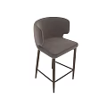 Modern Gray Velvet Bar Stool With High Back And Sleek Wooden Legs Design