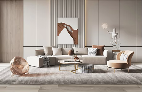 Modern sofa coffee table combination 3d model