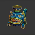 Blue Decorative Storage Device With 3D Model Eye Mouth Details And Items Inside