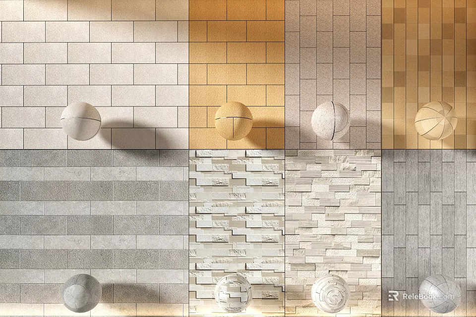 Variety Of Floor Tiles Featuring Diverse Textures And Colors 3d model 