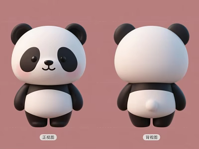 The picture mainly shows panda dolls, which are mammals, not reptiles. There is no reptile in the picture, so it is impossible to generate an English title with "reptile" as the main body based on the key information of the picture. 3d model