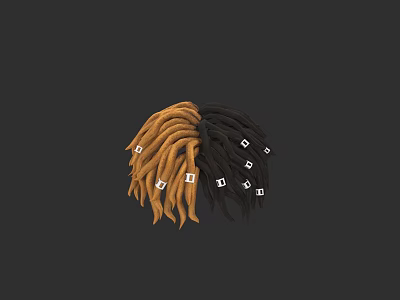 Man with Two Tone Black and Brown Dreadlocks Hairstyle with White Square Decorations 3d model