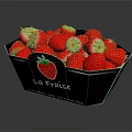 Fresh Red Strawberries with Green Leaves Packed in La Fraise Black Paper Box