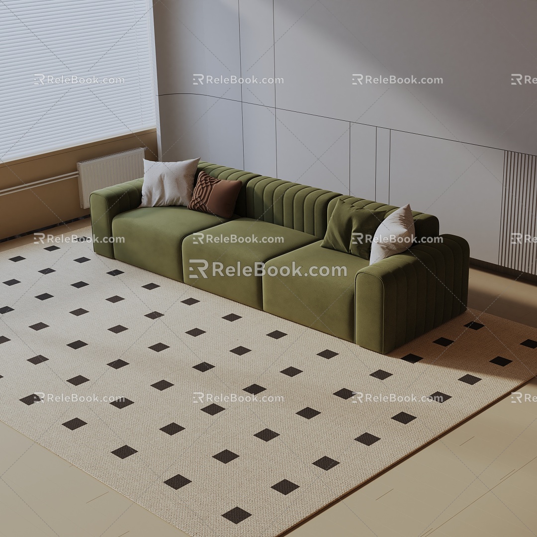 Modern three-seat sofa 3d model