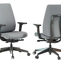 Gray Modern Office Chair With Ergonomic Armrests Swivel Base And Rolling Wheels Contemporary Workspace Furniture